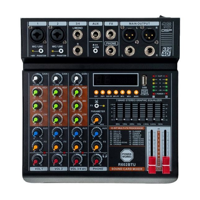 Analog 4 channel mixer with usb [R602BT-USB]