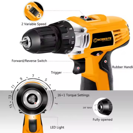 WorkSite 12V Lithium-ion Cordless Drill [CD309-12L-C]