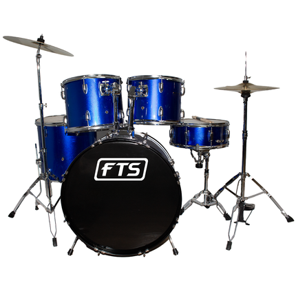 FTS BLUE 5PC Drum Set With Cymbals And Throne Blue [JW22165PVC-16]