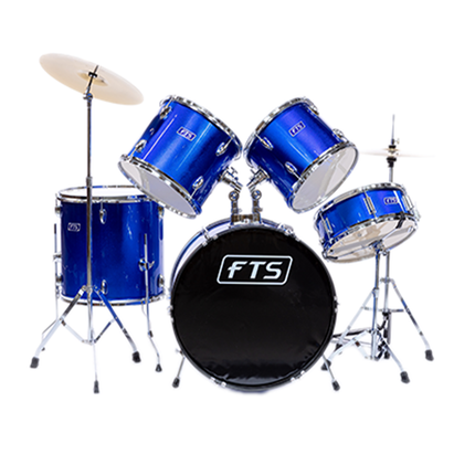 FTS BLUE 5PC Drum Set With Cymbals And Throne Blue [JW22165PVC-16]