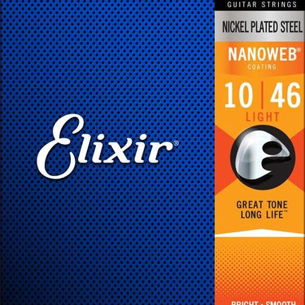 Elixir 12052 Electric Light Nickel Plated Steel Nanoweb 0.10-0.46