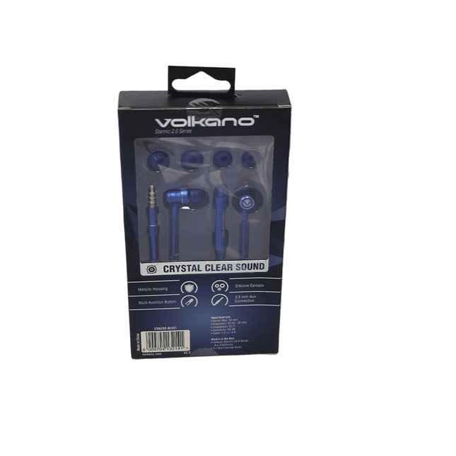 VSN202-B Valkano Stannic Series Earphone With Mic Blue.