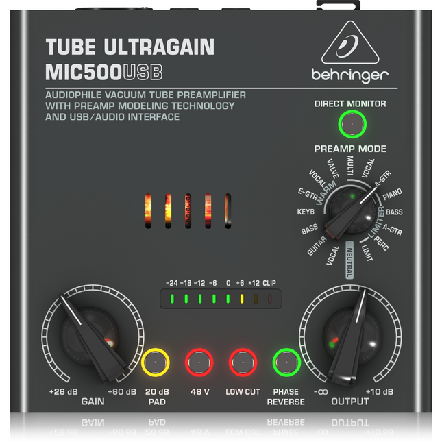 Behringer MIC500USB Audiophile Vacuum Tube Preamplifier,fastrak-sa.