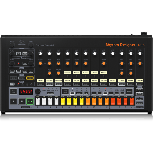 Behringer Rhythm Designer RD-8 Analog Drum Machine.