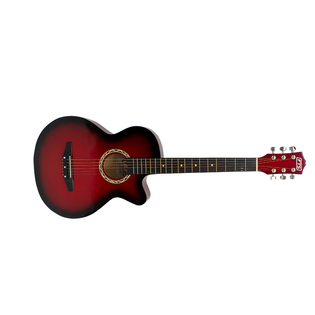 FTS FTS-FA-380C-RDS Full Size Cutaway Acoustic Guitar (Red).