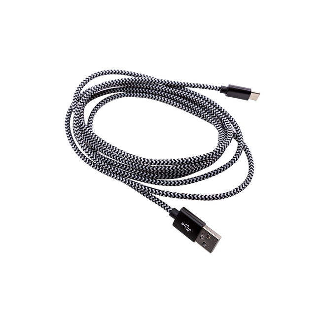 FTS CUSBAMTC2M USB AM To Type-C Black Nylon Braid Cable 2M.